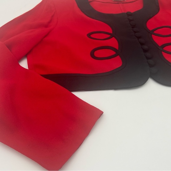 Scarlett Red Black Cropped Jacket – Vintage 7/8 – Military Steampunk Vibe - Picture 5 of 12